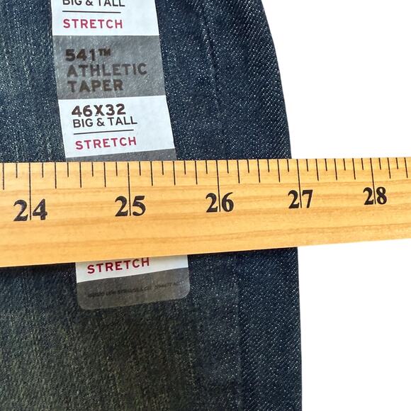 Levis 541 Athletic Taper Jeans Mens 46x32 Big Tall Dark Wash Blue Stretch NWT - Picture 3 of 8